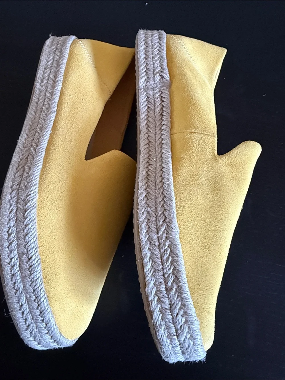TOMS Alpargata Yellow Leather Slip On Espadrille Shoes Women's Size 9.5 NEW